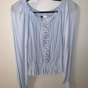 H&M light blue blouse with detail